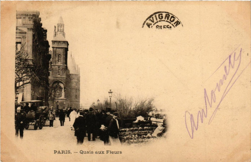 Carte postale ancienne Paris 4e Quais aux Fleurs à Paris 4e