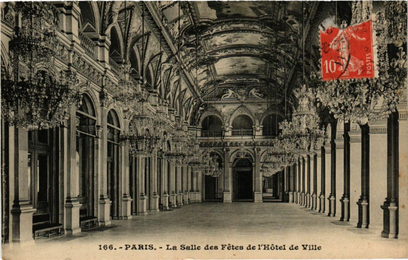 Carte postale ancienne Paris 4e La Salle des Fetes de l'Hotel de Ville à Paris 4e
