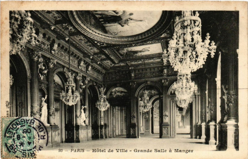 Carte postale ancienne Paris 4e Hotel de Ville-Grande Salle a manger à Paris 4e