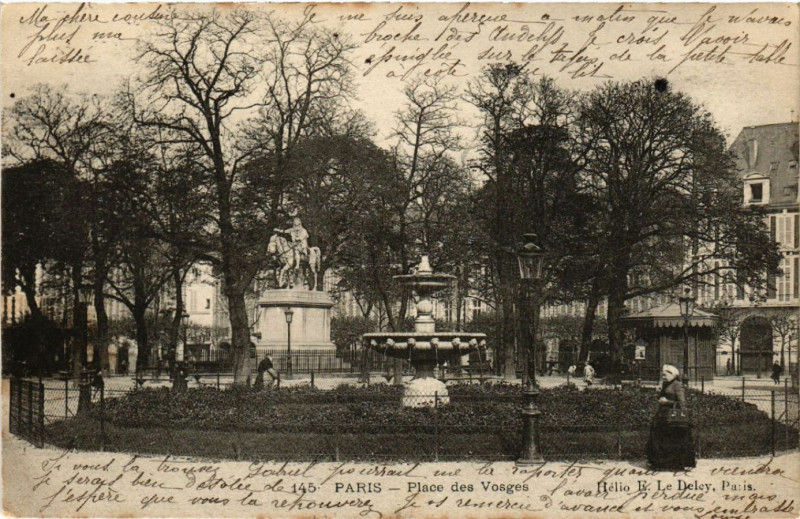 Carte postale ancienne Paris 4e Place des Vosges à Paris 4e