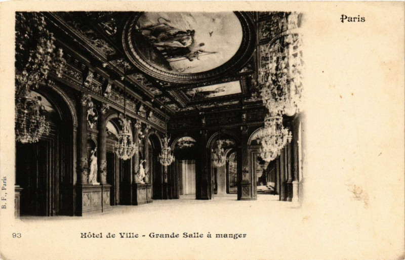 Carte postale ancienne Paris 4e Hotel de Ville-Grande Salle a manger à Paris 4e