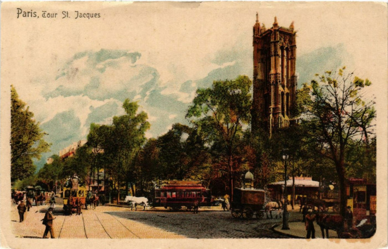Carte postale ancienne Paris 4e Tour Saint-Jacques à Paris 4e