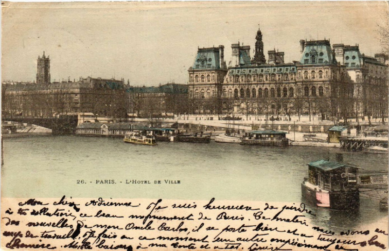 Carte postale ancienne Paris 4e Hotel de Ville à Paris 4e