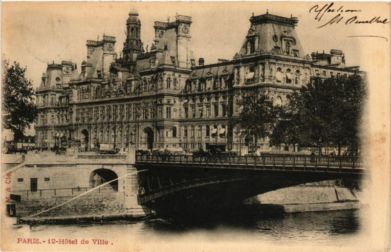 Carte postale ancienne Paris 4e Hotel de Ville à Paris 4e