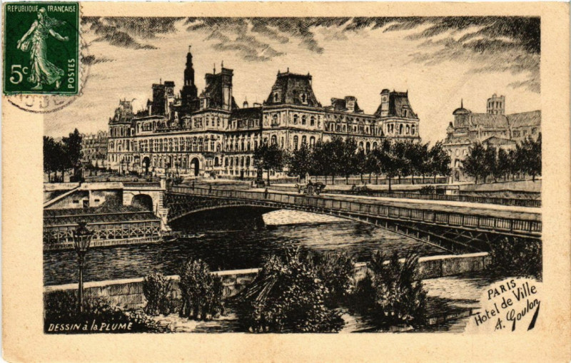 Carte postale ancienne Paris 4e Hotel de Ville à Paris 4e