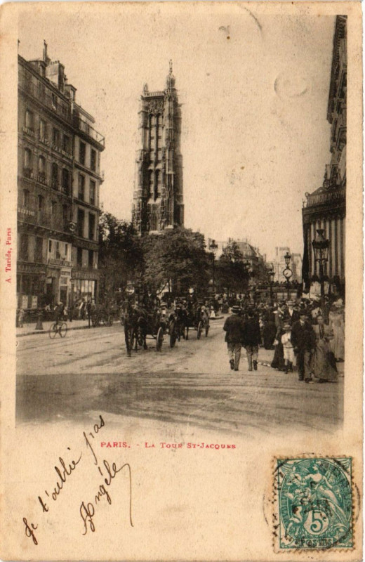 Carte postale ancienne Paris 4e La Tour Saint-Jacques à Paris 4e