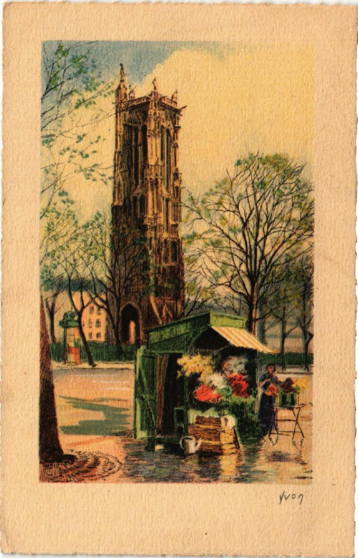 Carte postale ancienne Paris 4e La Tour Saint-Jacques à Paris 4e