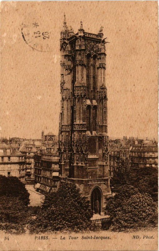 Carte postale ancienne Paris 4e La Tour Saint-Jacques à Paris 4e