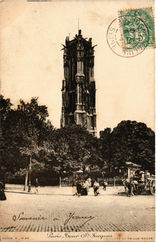 Carte postale ancienne Paris 4e La Tour Saint-Jacques à Paris 4e