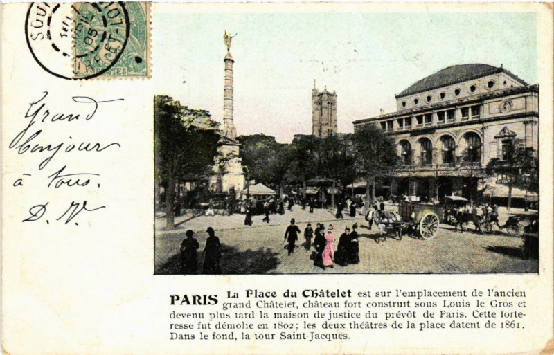 Carte postale ancienne Paris 4e La Place du Chatelet à Paris 4e
