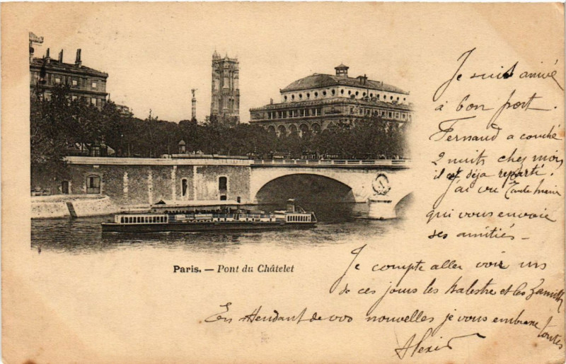 Carte postale ancienne Paris 4e Pont du Chatelet à Paris 4e