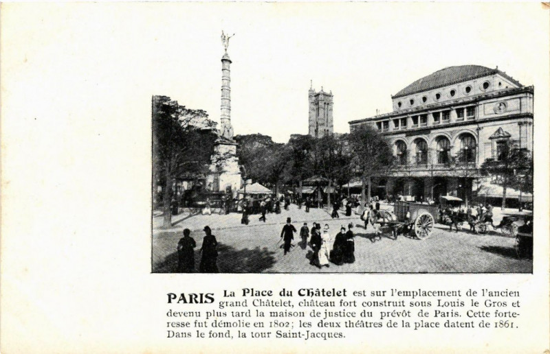 Carte postale ancienne Paris 4e La Place du Chatelet à Paris 4e