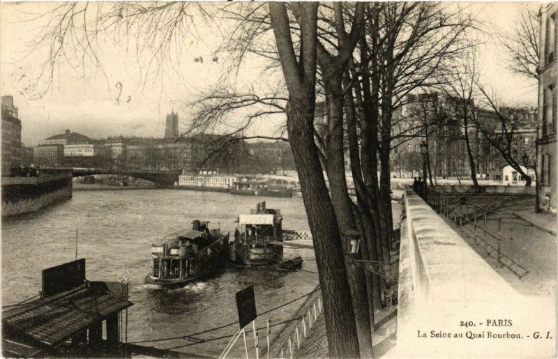 Carte postale ancienne Paris 4e La Seine au Quai Bourbon à Paris 4e