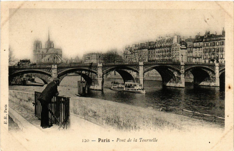 Carte postale ancienne Paris 4e Pont de la Tournelle à Paris 4e
