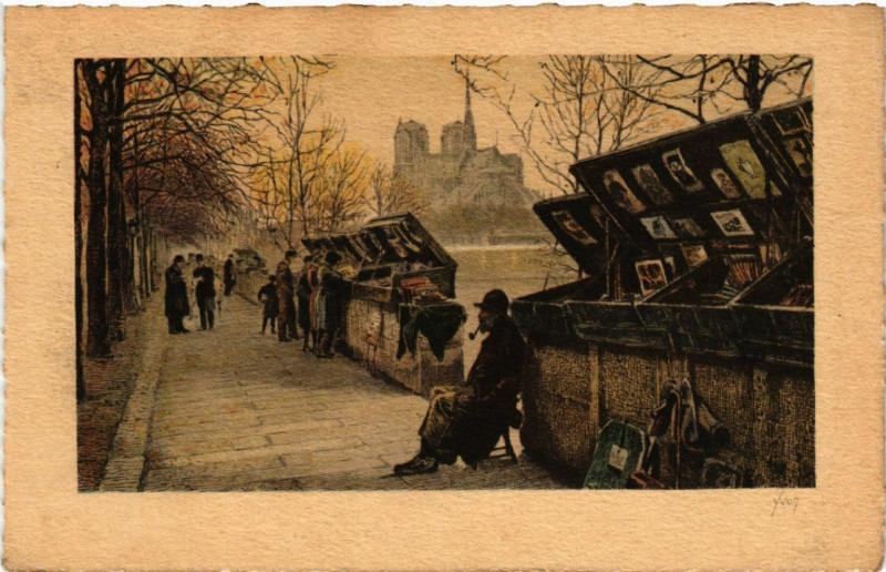 Carte postale ancienne Paris 4e Le Bouquiniste à Paris 4e
