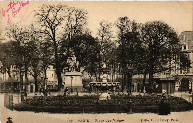 Carte postale ancienne Paris 4e Place des Vosges à Paris 4e
