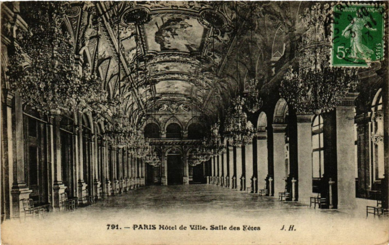 Carte postale ancienne Paris 4e Hotel de Ville Salle des Fetes à Paris 4e