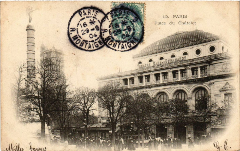 Carte postale ancienne Paris 4e Place du Chatelet à Paris 4e