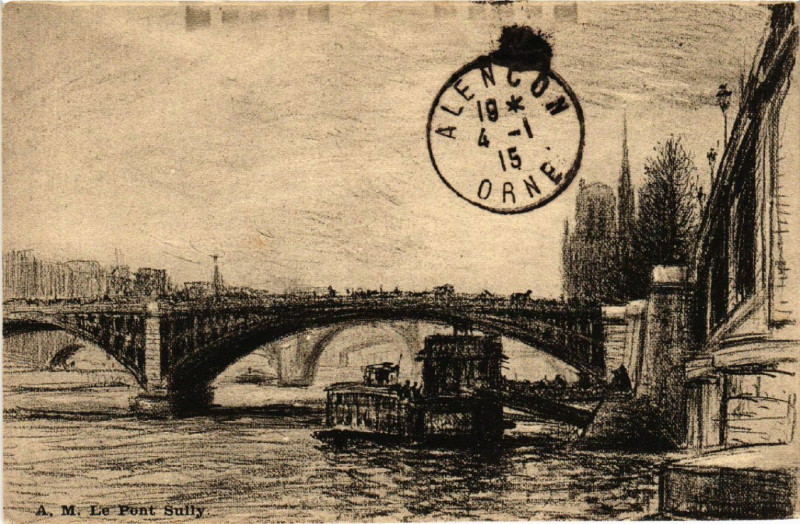 Carte postale ancienne Paris 4e Le Pont Sully à Paris 4e