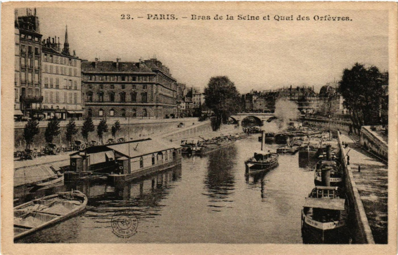 Carte postale ancienne Paris 4e Bras de la Seine et Quai des Orfévres à Paris 4e