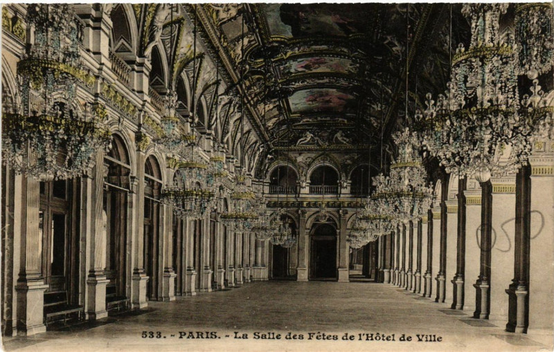 Carte postale ancienne Paris 4e La Salle des Fetes de l'Hotel de Ville à Paris 4e