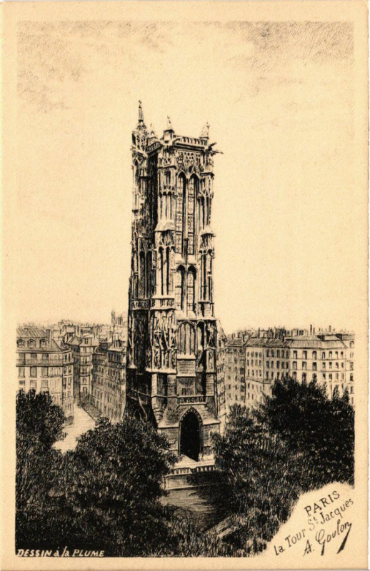 Carte postale ancienne Paris 4e La Tour Saint-Jacques à Paris 4e