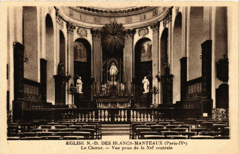 Carte postale ancienne Paris 4e Eglise N.-D. Des Blancs Manteaux-Le Choeur à Paris 4e