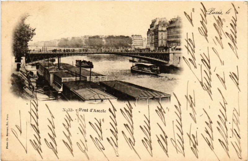 Carte postale ancienne Paris 4e Pont d'Arcole à Paris 4e
