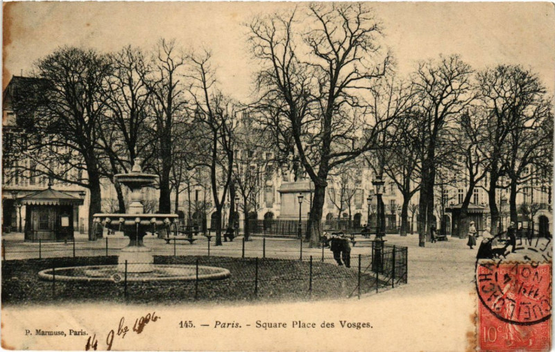 Carte postale ancienne Paris 4e Square Place des Vosges à Paris 4e