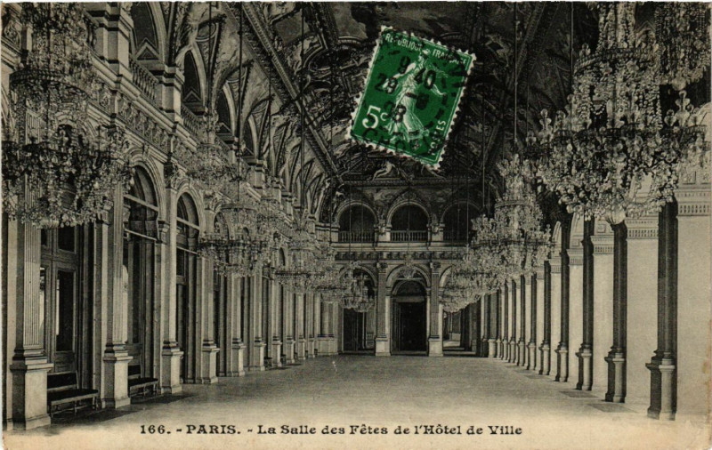 Carte postale ancienne Paris 4e La Salle des Fetes de l'Hotel de Ville à Paris 4e