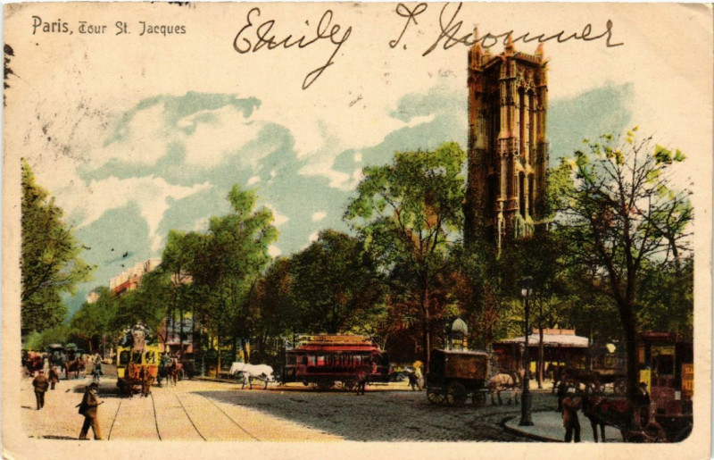 Carte postale ancienne Paris 4e Tour Saint-Jacques à Paris 4e