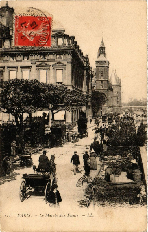 Carte postale ancienne Paris 4e Le Marché aux Fleurs à Paris 4e