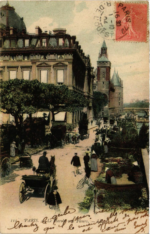 Carte postale ancienne Paris 4e Le Marché aux Fleurs à Paris 4e