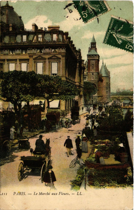 Carte postale ancienne Paris 4e Le Marché aux Fleurs à Paris 4e