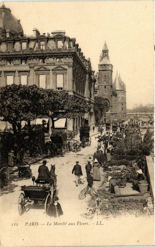 Carte postale ancienne Paris 4e Le Marché aux Fleurs à Paris 4e