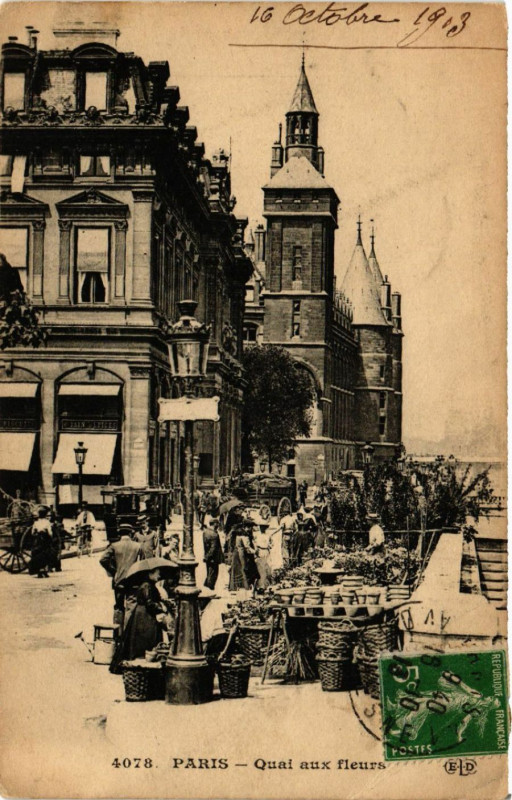 Carte postale ancienne Paris 4e Quai aux fleurs à Paris 4e