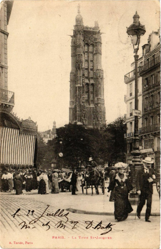 Carte postale ancienne Paris 4e La Tour Saint-Jacques à Paris 4e