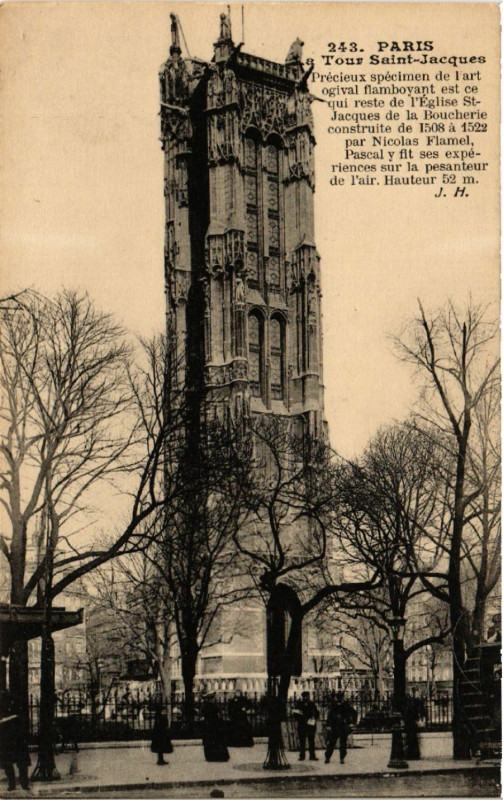 Carte postale ancienne Paris 4e La Tour Saint-Jacques à Paris 4e