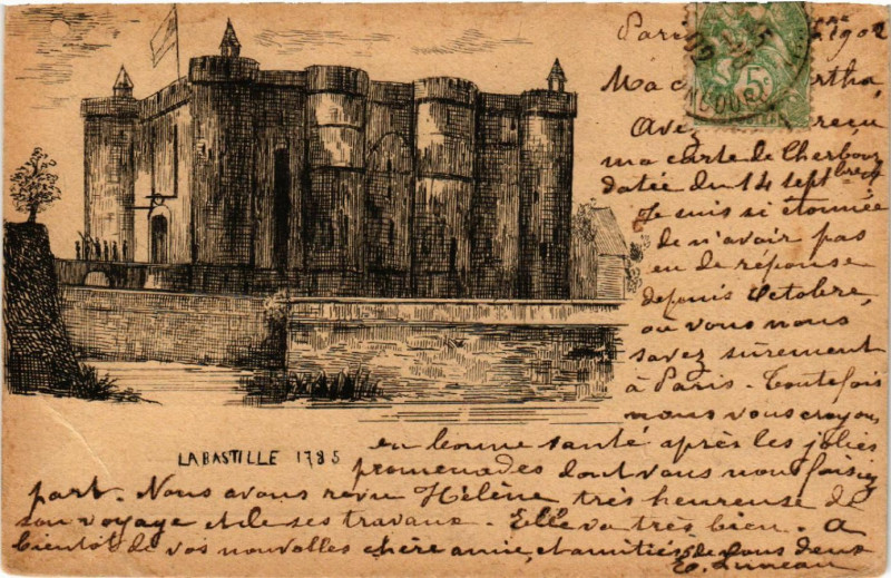 Carte postale ancienne Paris 4e La Bastille en 1785 à Paris 4e