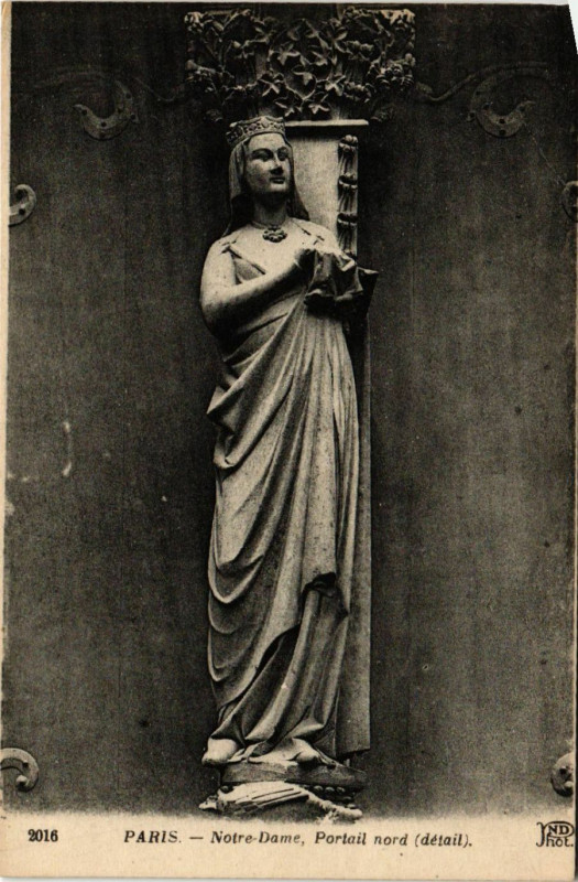 Carte postale ancienne Notre-Dame, Portail nord (détail) à Paris 4e