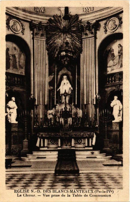 Carte postale ancienne Paris 4e Eglise N.-D. Des Blancs Manteaux-Le Choeur à Paris 4e