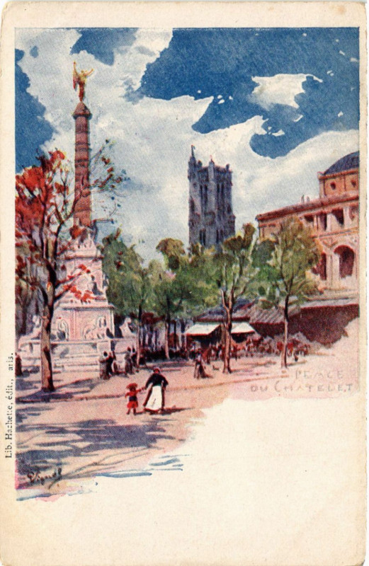 Carte postale ancienne Paris 4e Place du Chatelet à Paris 4e