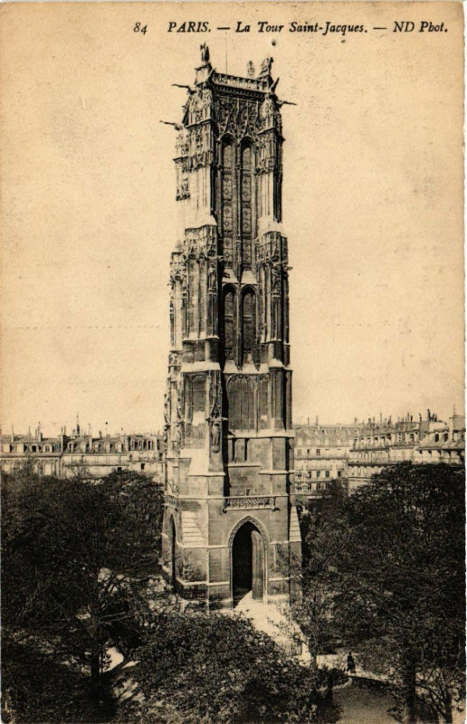 Carte postale ancienne Paris 4e La Tour Saint-Jacques à Paris 4e