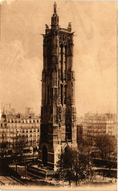 Carte postale ancienne Paris 4e La Tour Saint-Jacques à Paris 4e