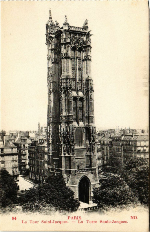 Carte postale ancienne Paris 4e La Tour Saint-Jacques à Paris 4e
