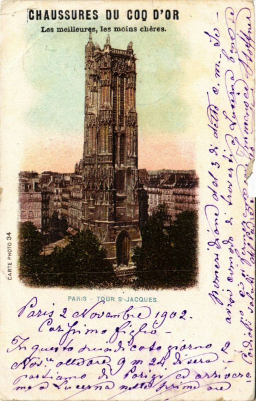 Carte postale ancienne Paris 4e La Tour Saint-Jacques à Paris 4e