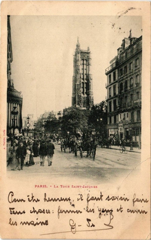 Carte postale ancienne Paris 4e La Tour Saint-Jacques à Paris 4e