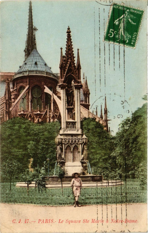 Carte postale ancienne Paris 4e Le Square Sainte-Marie a Notre Dame à Paris 4e