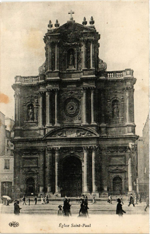 Carte postale ancienne Paris 4e Eglise Saint-Paul à Paris 4e