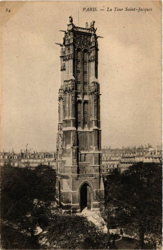 Carte postale ancienne Paris 4e La Tour Saint-Jacques à Paris 4e